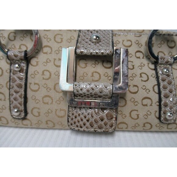 Guess Y2K Style Python Canvas Tan Signature Monogram Logo Purse Shoulder Bag - Picture 2 of 10